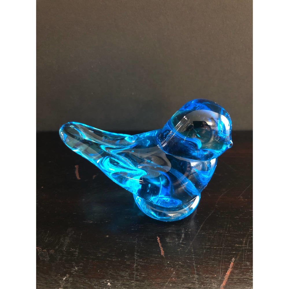 Glass Bluebird of Happiness paperweight, signed by the artist Ron Ray 1993